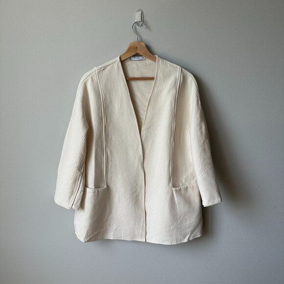 Mango Cream Open Front Structured Cardigan | Size Medium - Picture 1 of 5